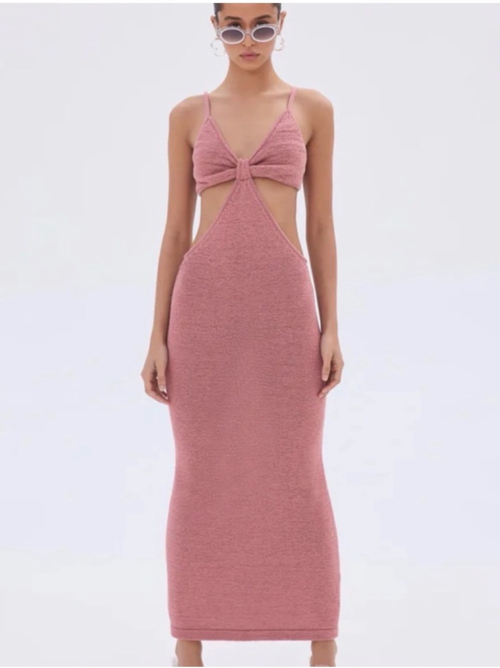 cult gaia Rose Knot-Front Cutout Maxi Dress